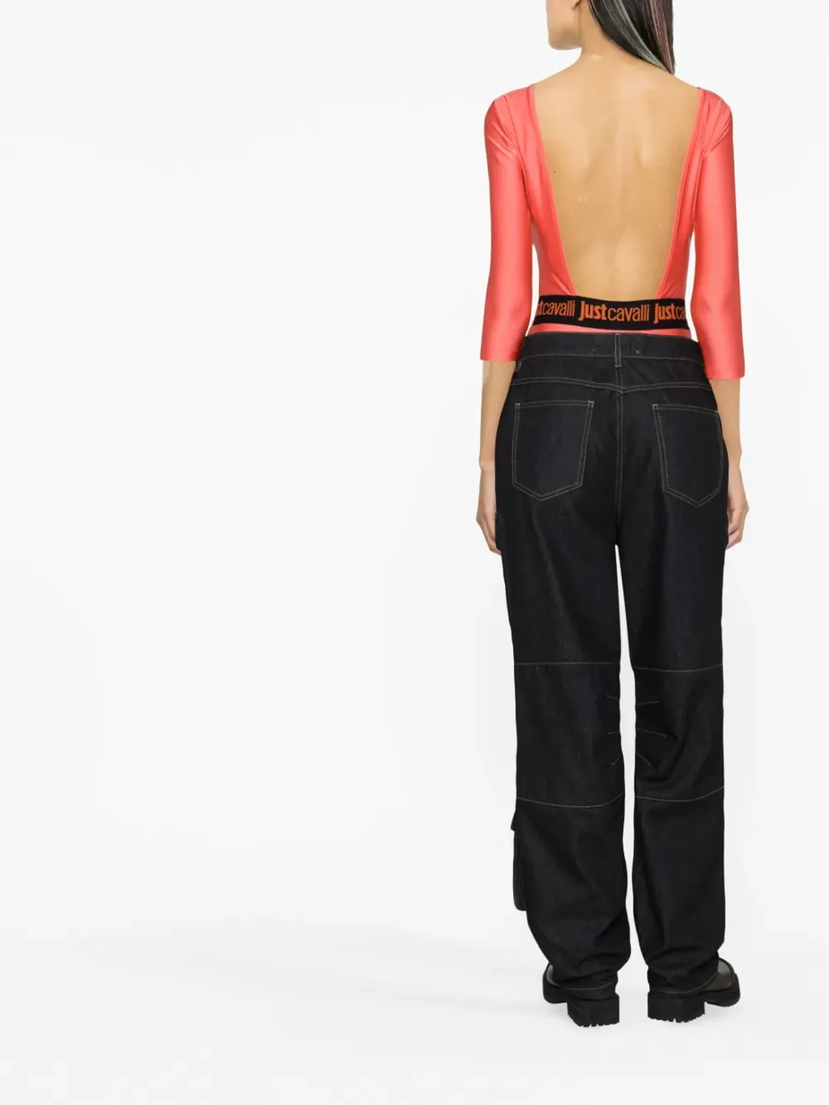 Just Cavalli ロゴパッチ付きスクープネック ボディスーツ - 画像4