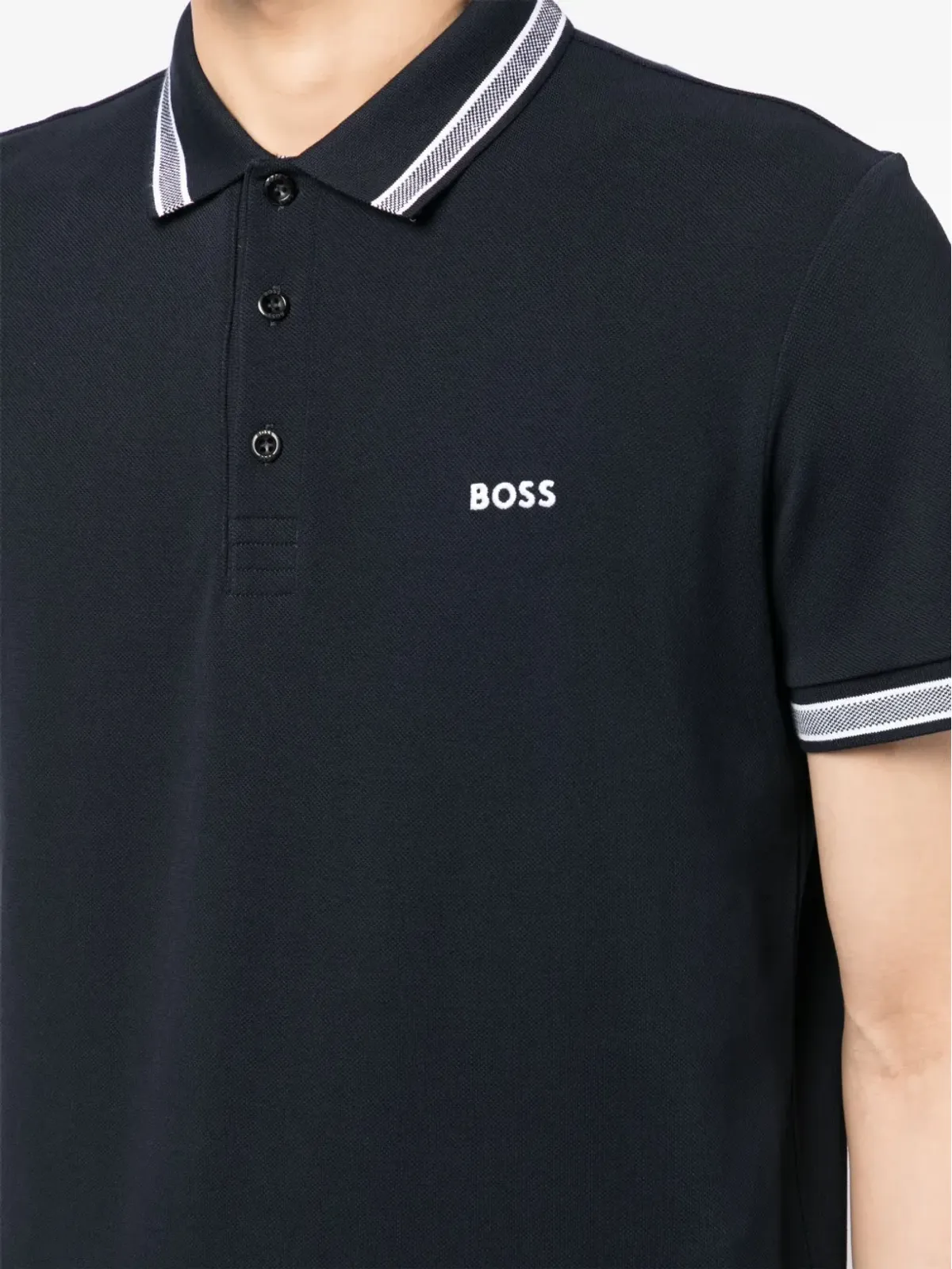 BOSS ストライプボーダーコットンポロシャツ - 画像5
