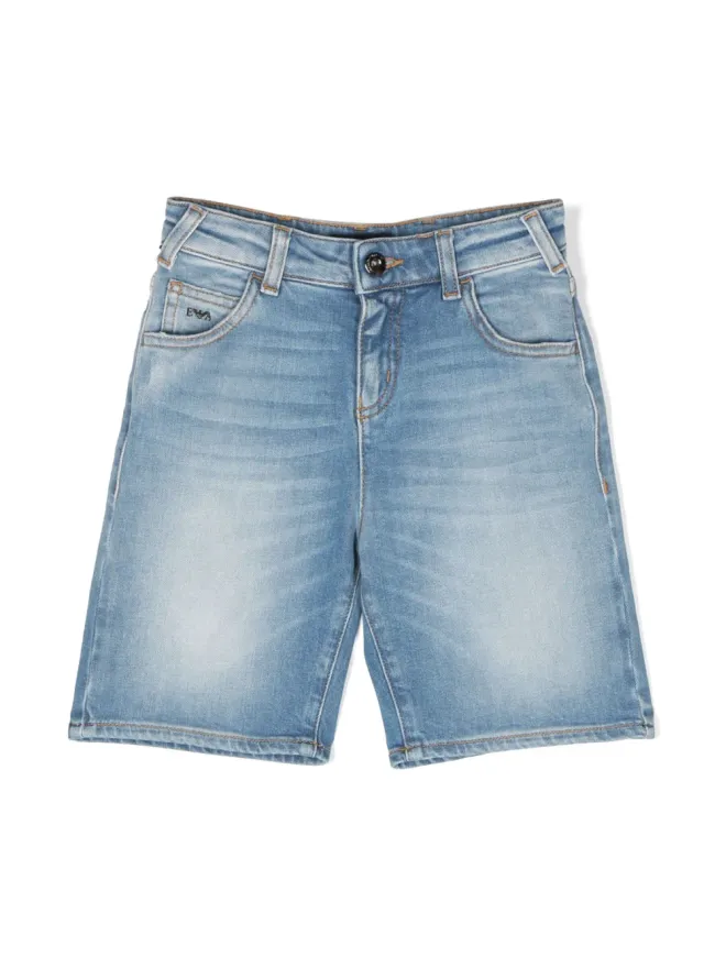 Emporio Armani Kids Emporio Armani Kids ロゴプレート付きデニムショーツの商品画像