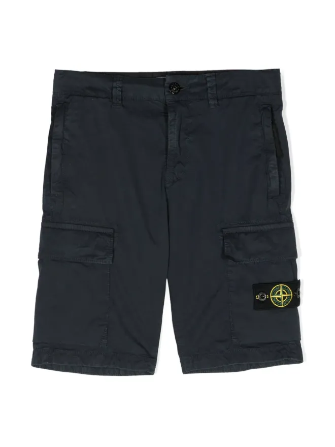 Stone Island Junior Stone Island Junior サイドロゴパッチ ベルマショーツ ブルーの商品画像