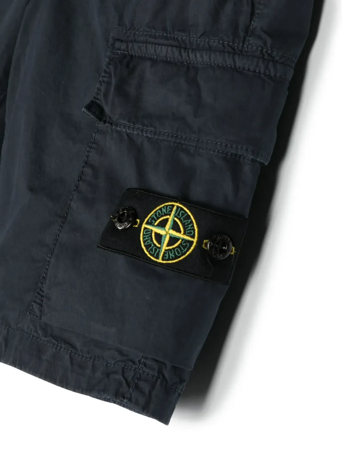 Stone Island Junior サイドロゴパッチ ベルマショーツ ブルー - 画像3