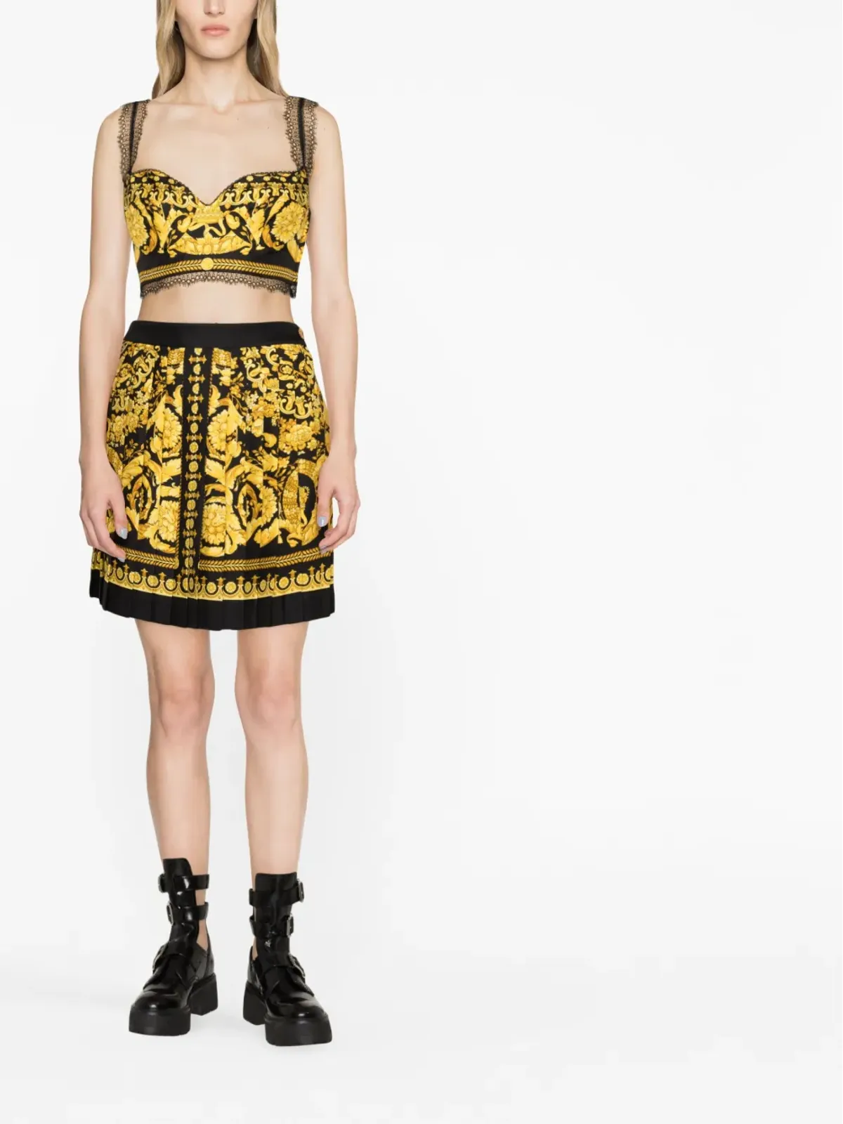Versace バロッコ柄プリーツスカート - 画像2