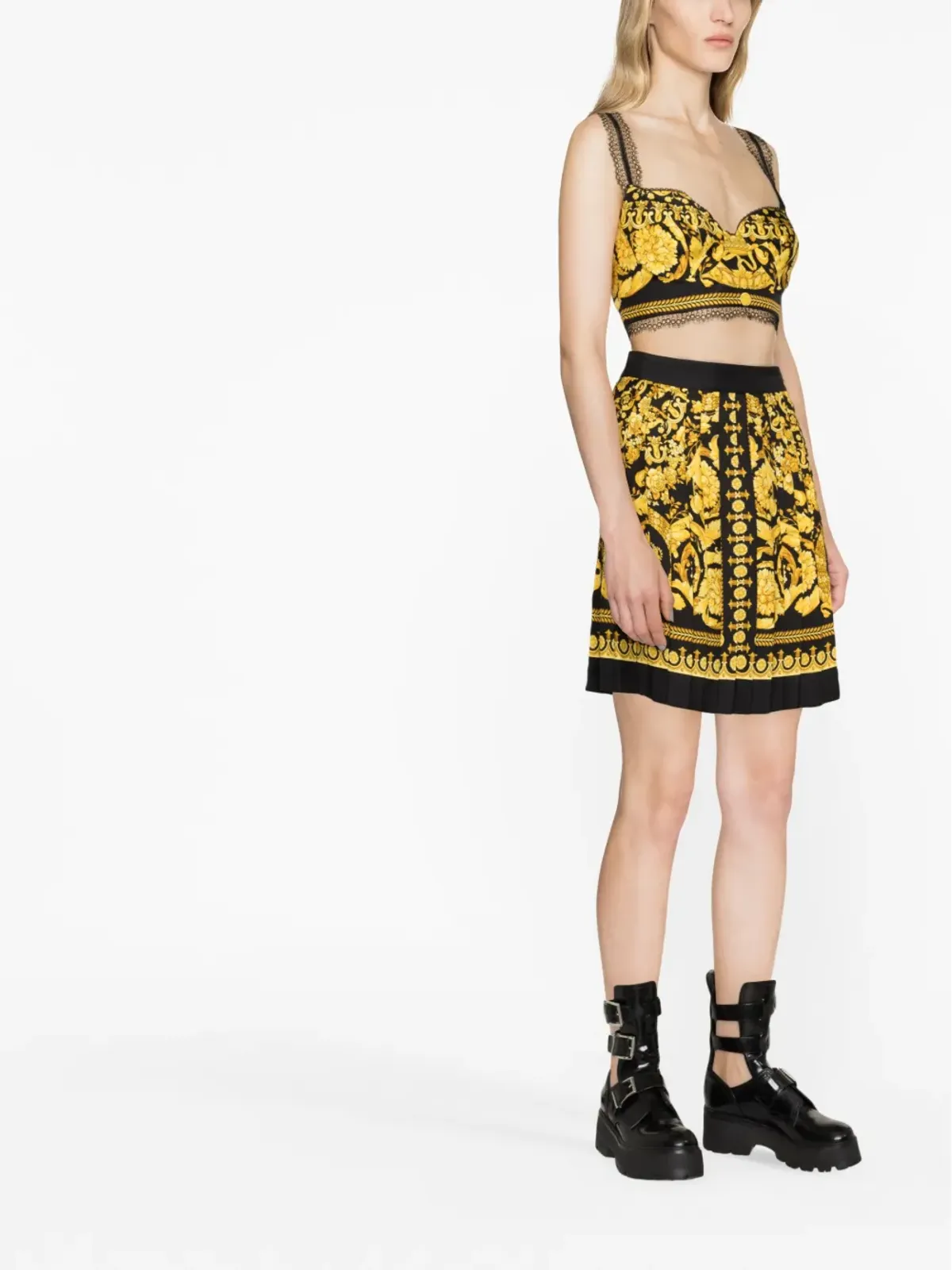 Versace バロッコ柄プリーツスカート - 画像3