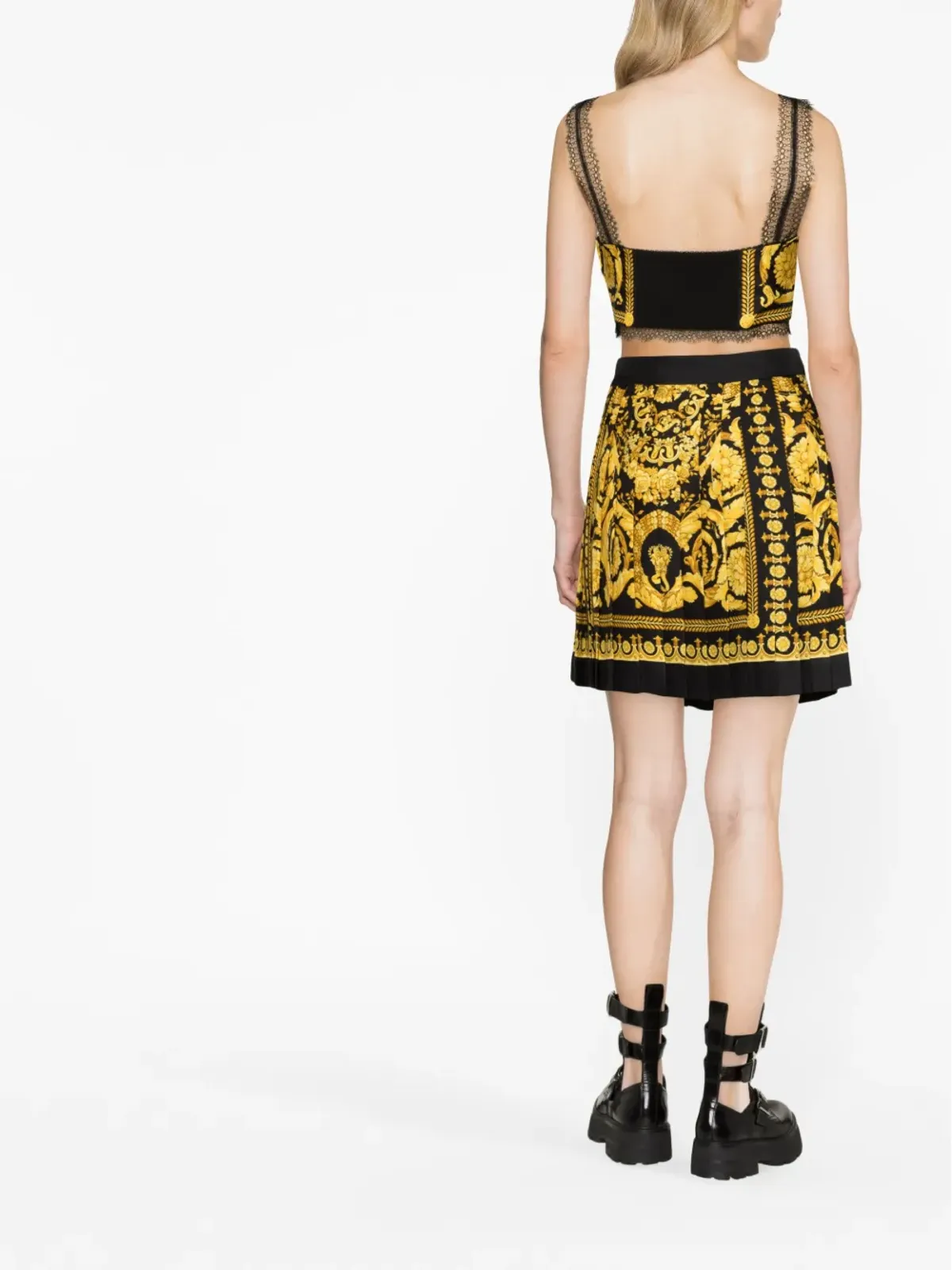 Versace バロッコ柄プリーツスカート - 画像4