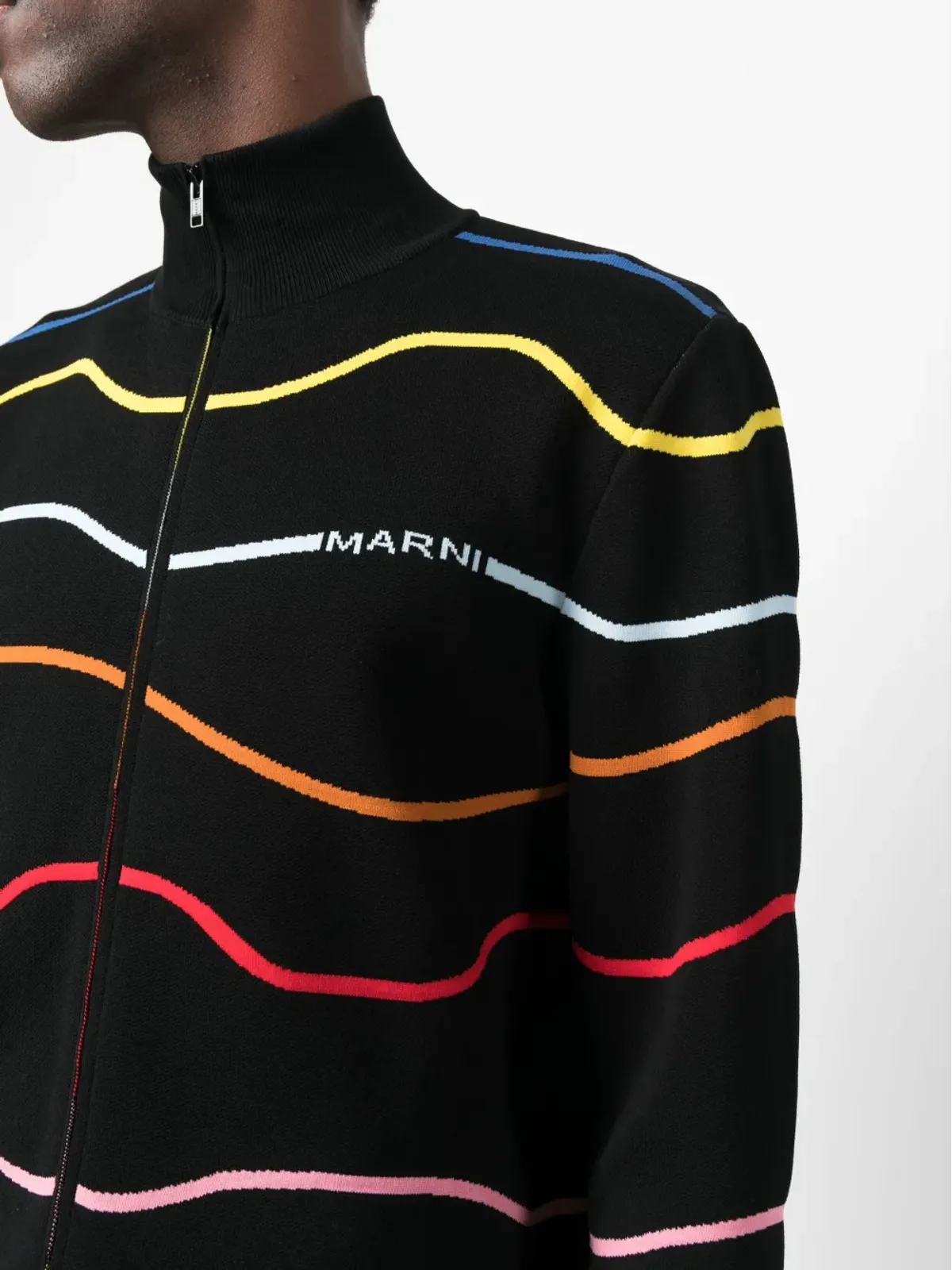 Marni ストライプ柄コットンカーディガン - ブラック - 画像5