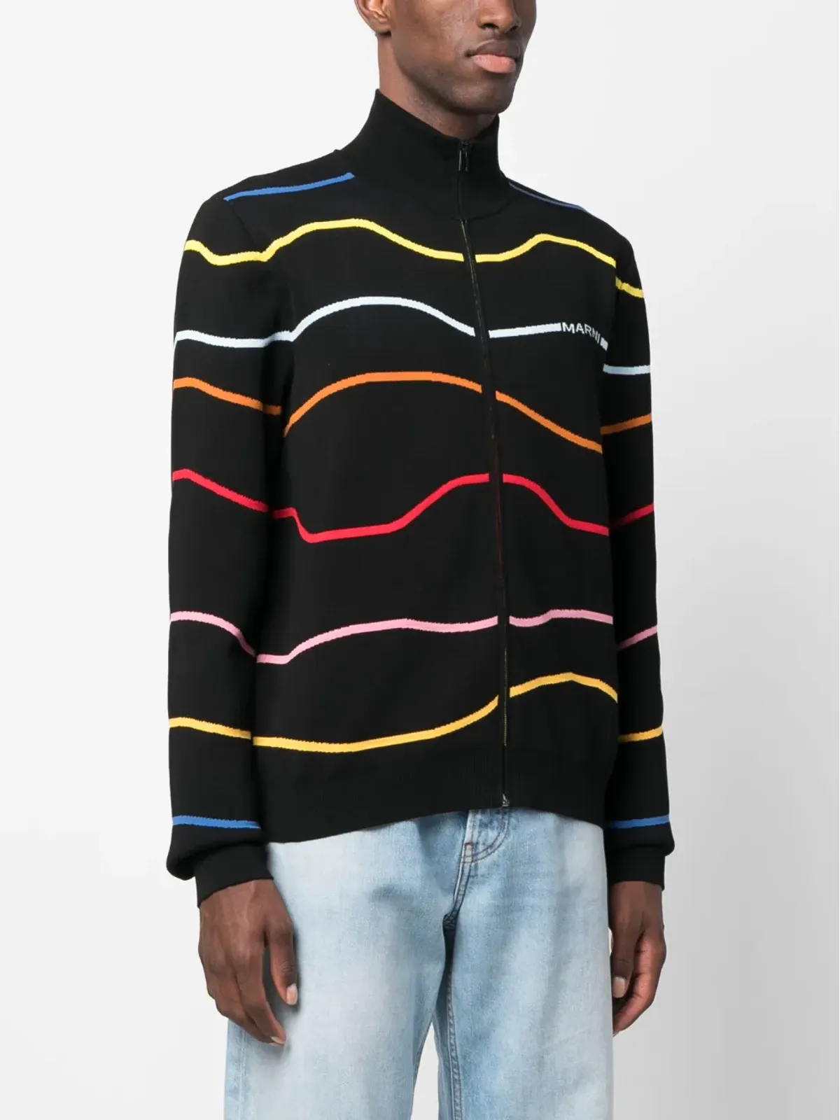 Marni ストライプ柄コットンカーディガン - ブラック - 画像3