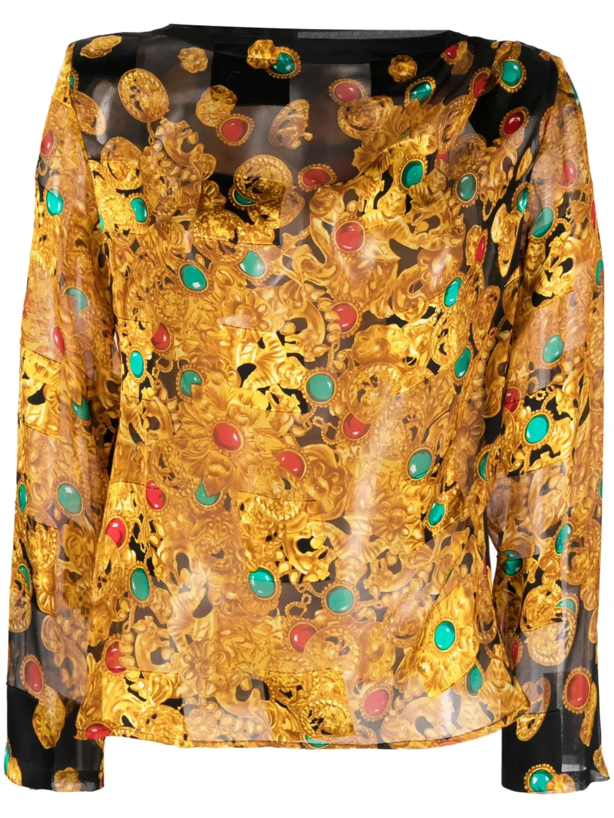 Saint Laurent Pre-Owned 1980年代 ジュエリープリント シルク ブラウス - 画像1