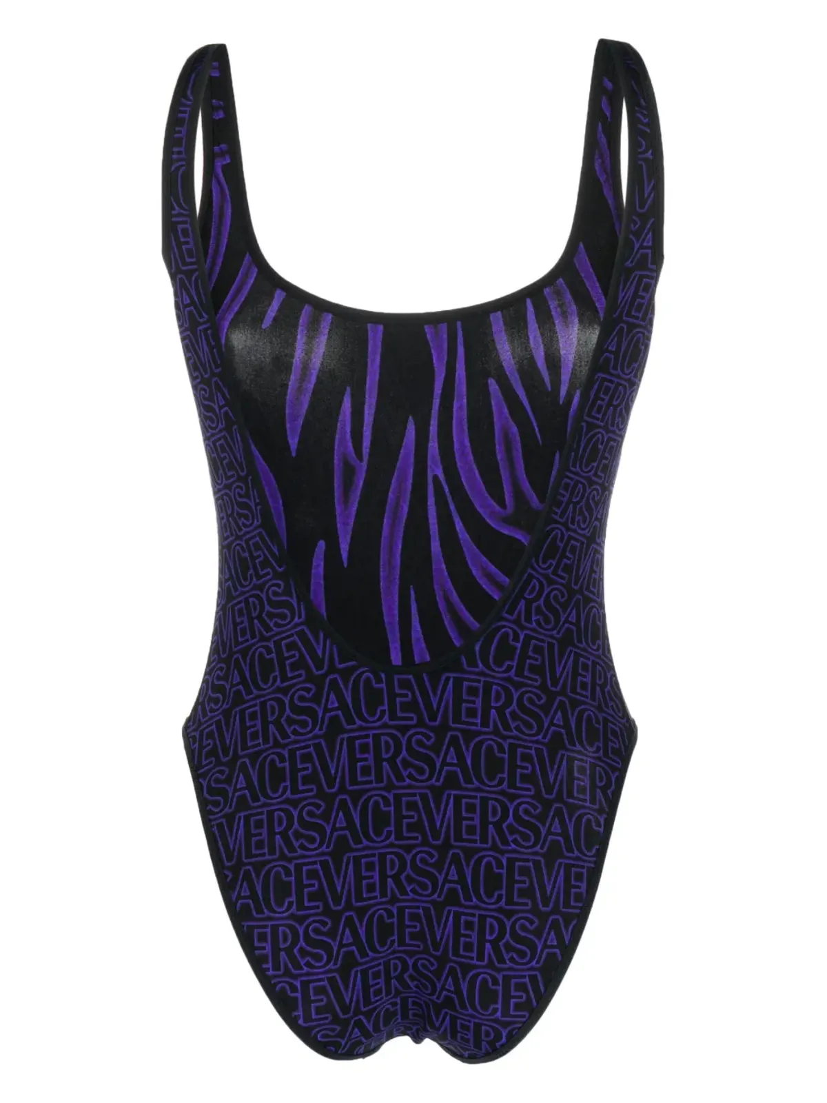 Versace ロゴプリント ロー・バック リバーシブル水着 - ブラック - 画像2