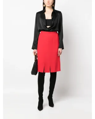Saint Laurent Pre-Owned 1980年代 スリットディテール ストレートカット スカート - レッド - サムネイル2