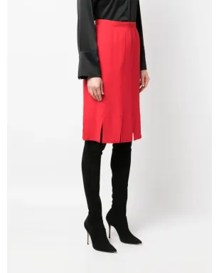 Saint Laurent Pre-Owned 1980年代 スリットディテール ストレートカット スカート - レッド - サムネイル3