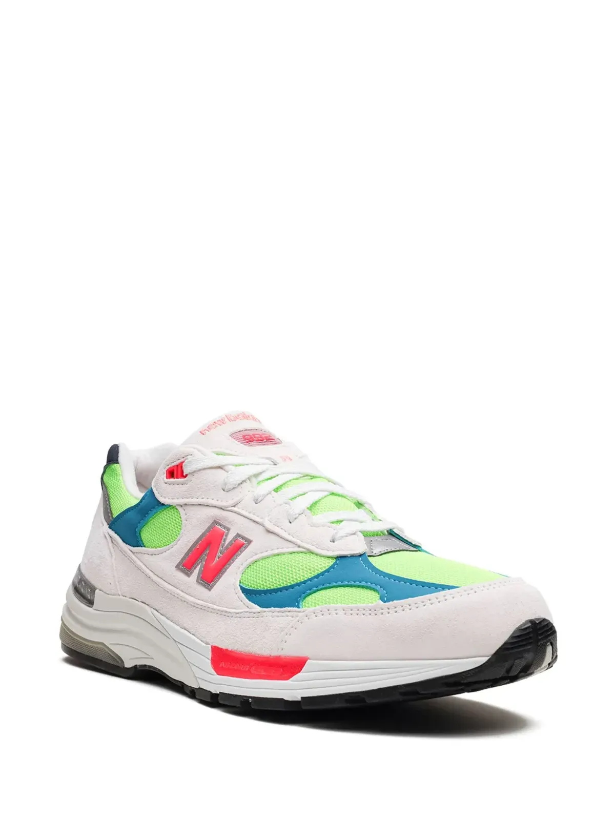 New Balance 992 ホワイト ネオンシアン スニーカー - 画像2