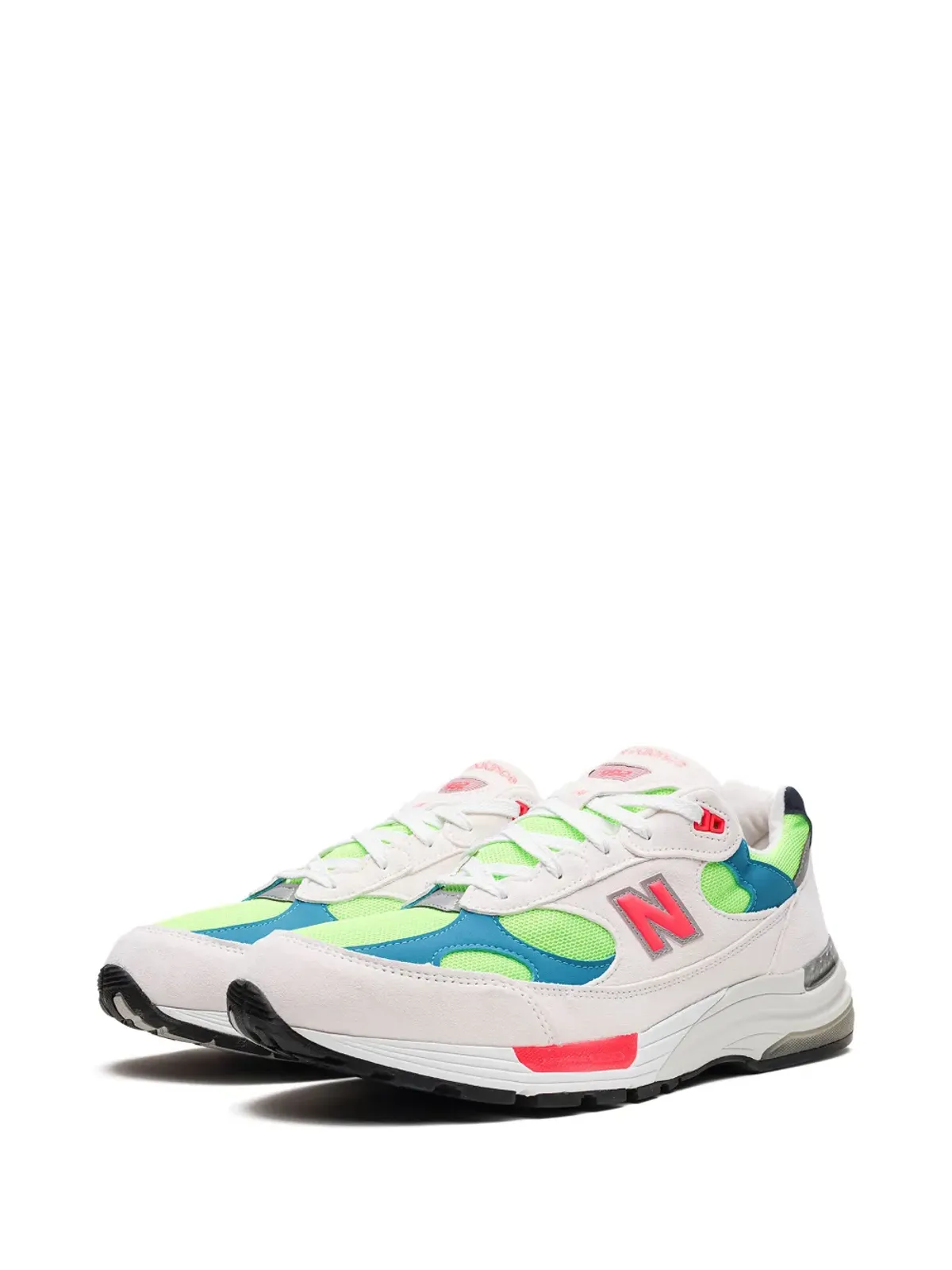 New Balance 992 ホワイト ネオンシアン スニーカー - 画像4
