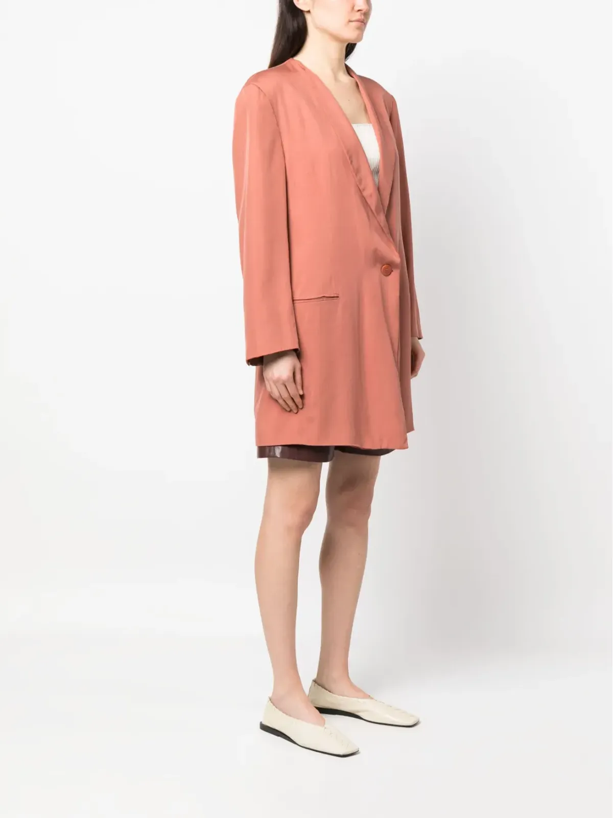 Giorgio Armani Pre-Owned 1990年代 ショールラペル シルク ブレザー ピンク - 画像3