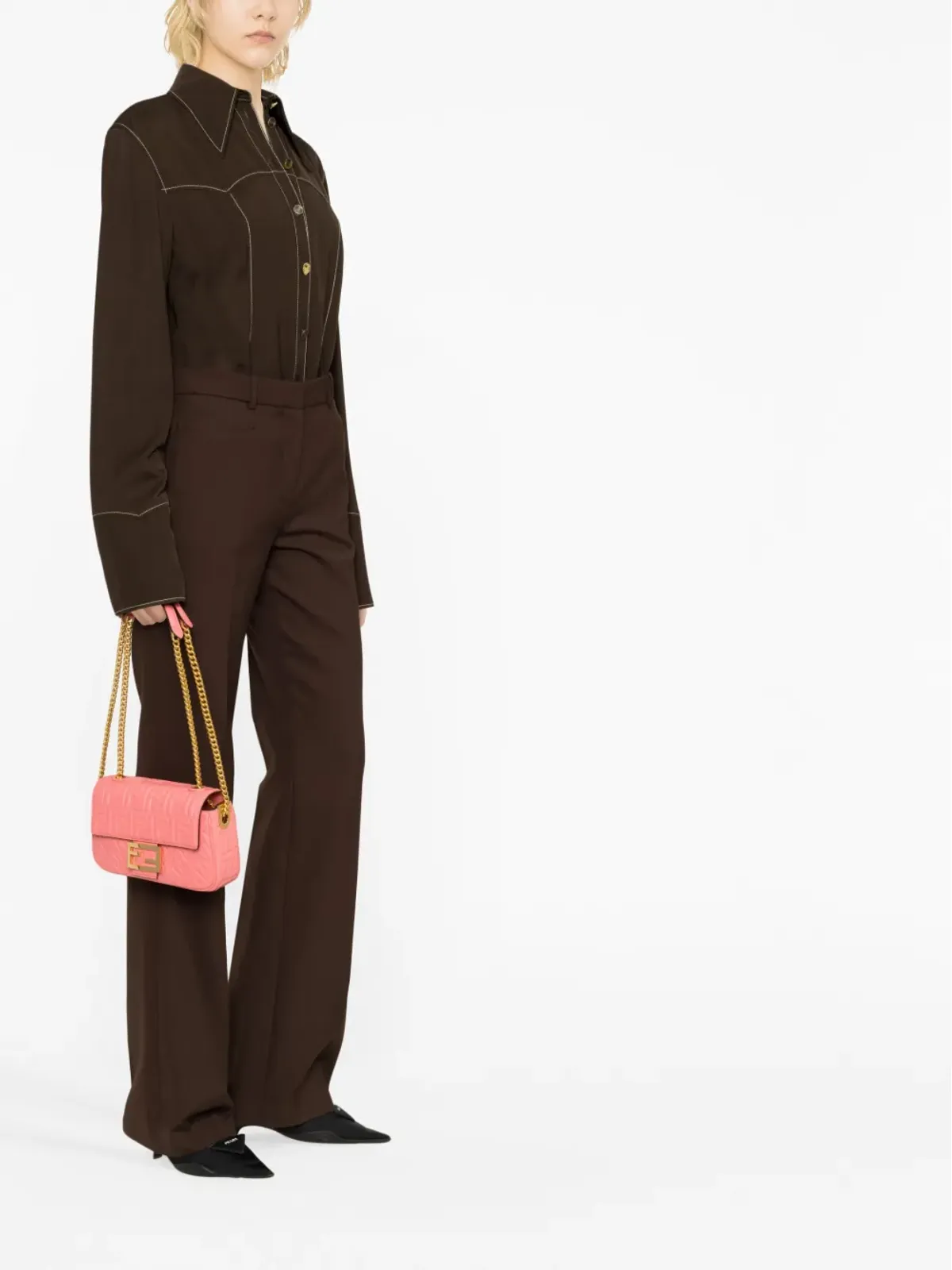 FENDI ピンクのバゲットチェーンショルダーバッグ - 画像2