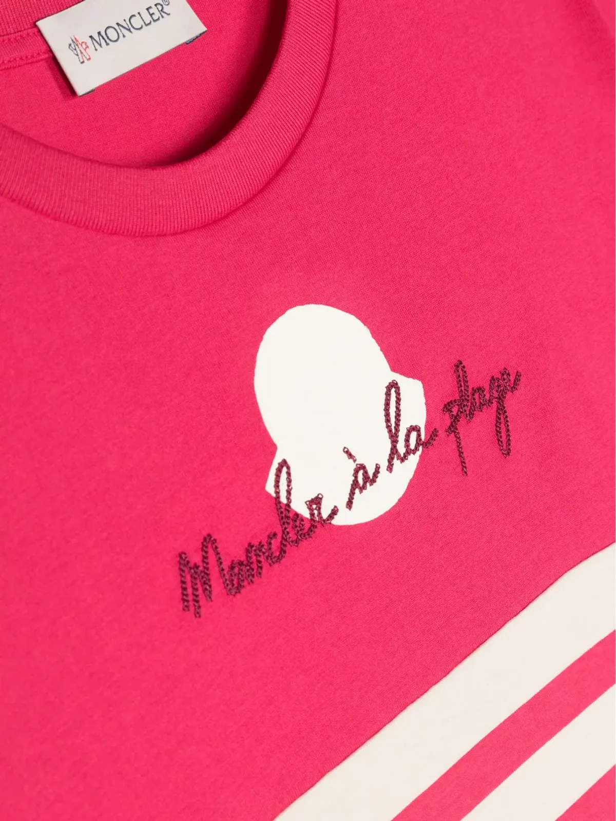 Moncler Enfant 刺繍ロゴ入りコットンTシャツ - ピンク - 画像3