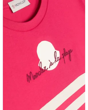 Moncler Enfant 刺繍ロゴ入りコットンTシャツ - ピンク - サムネイル3