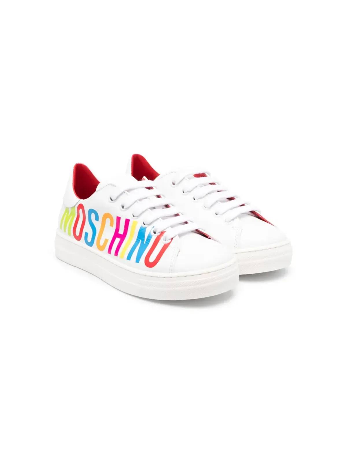 Moschino Kids ロゴプリント レザー スニーカー - 画像1