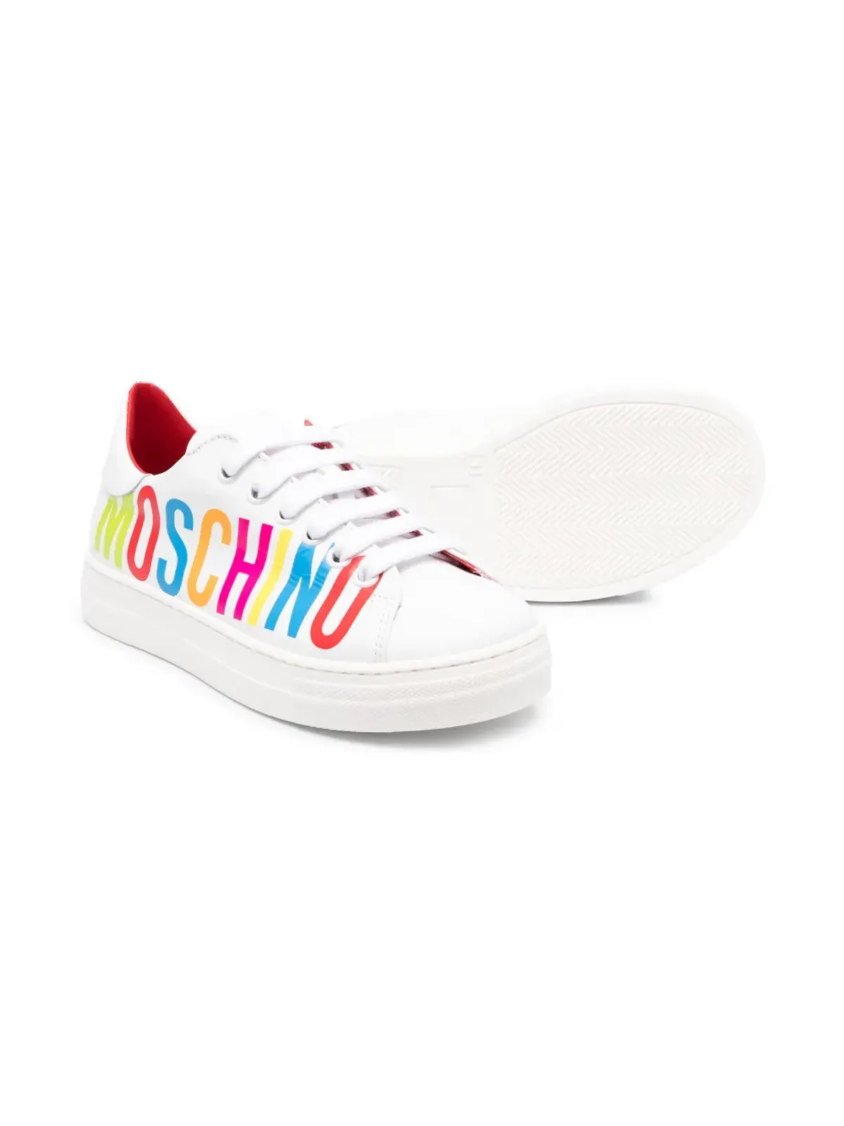 Moschino Kids ロゴプリント レザー スニーカー - 画像2