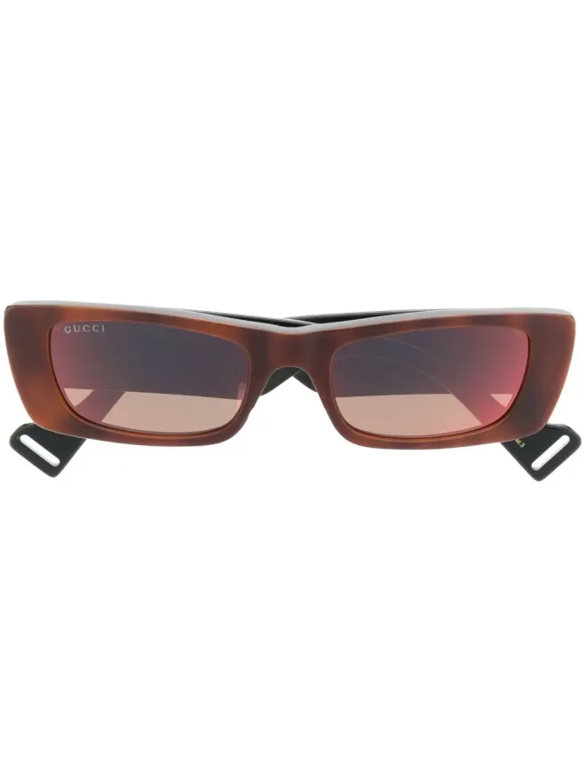 Gucci Eyewear Gucci Eyewear rectangular-frame sunglasses - Brownの商品画像