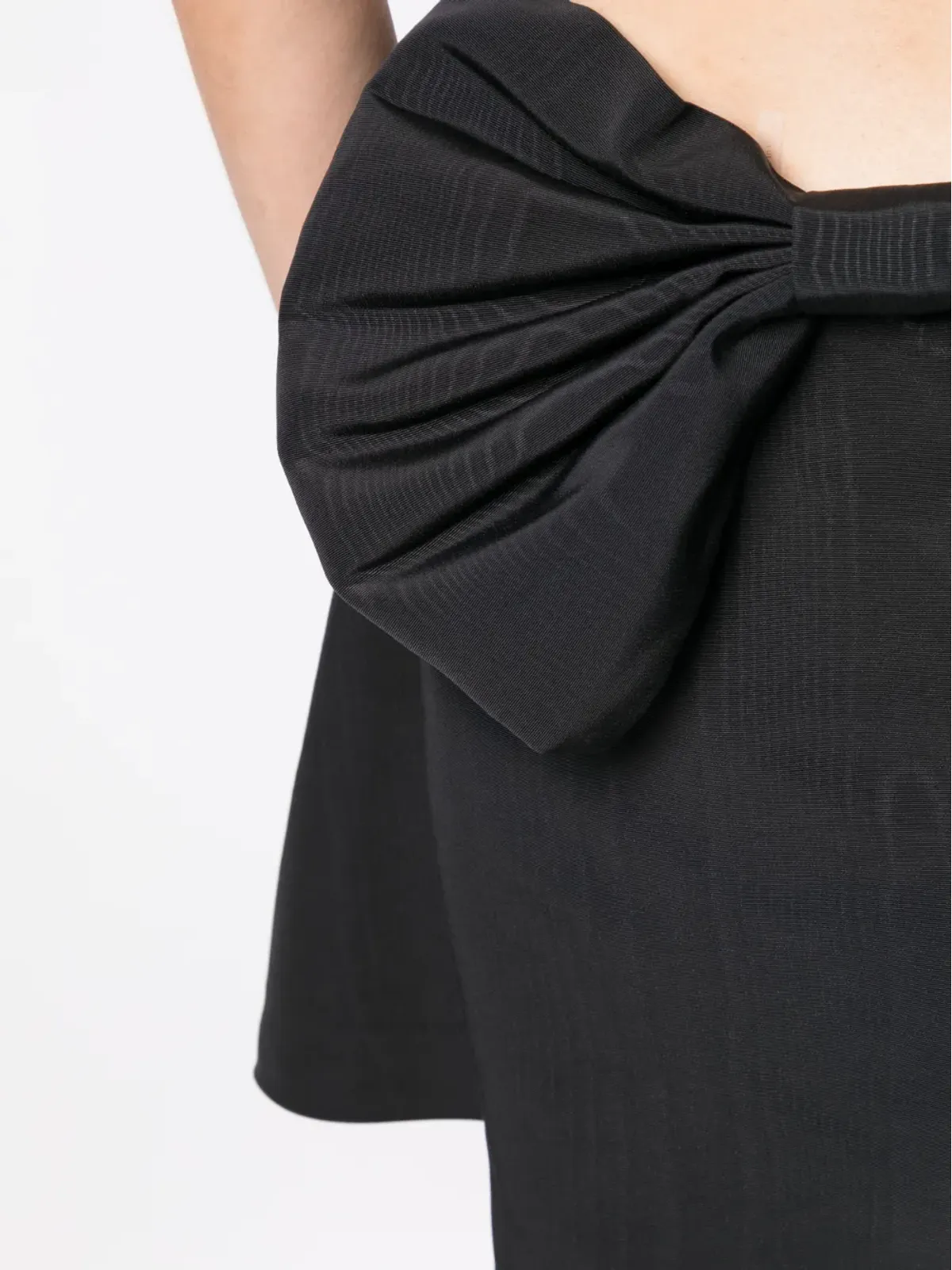 LoveShackFancy オーバーサイズボウのプランジングVネックドレス - ブラック - 画像5