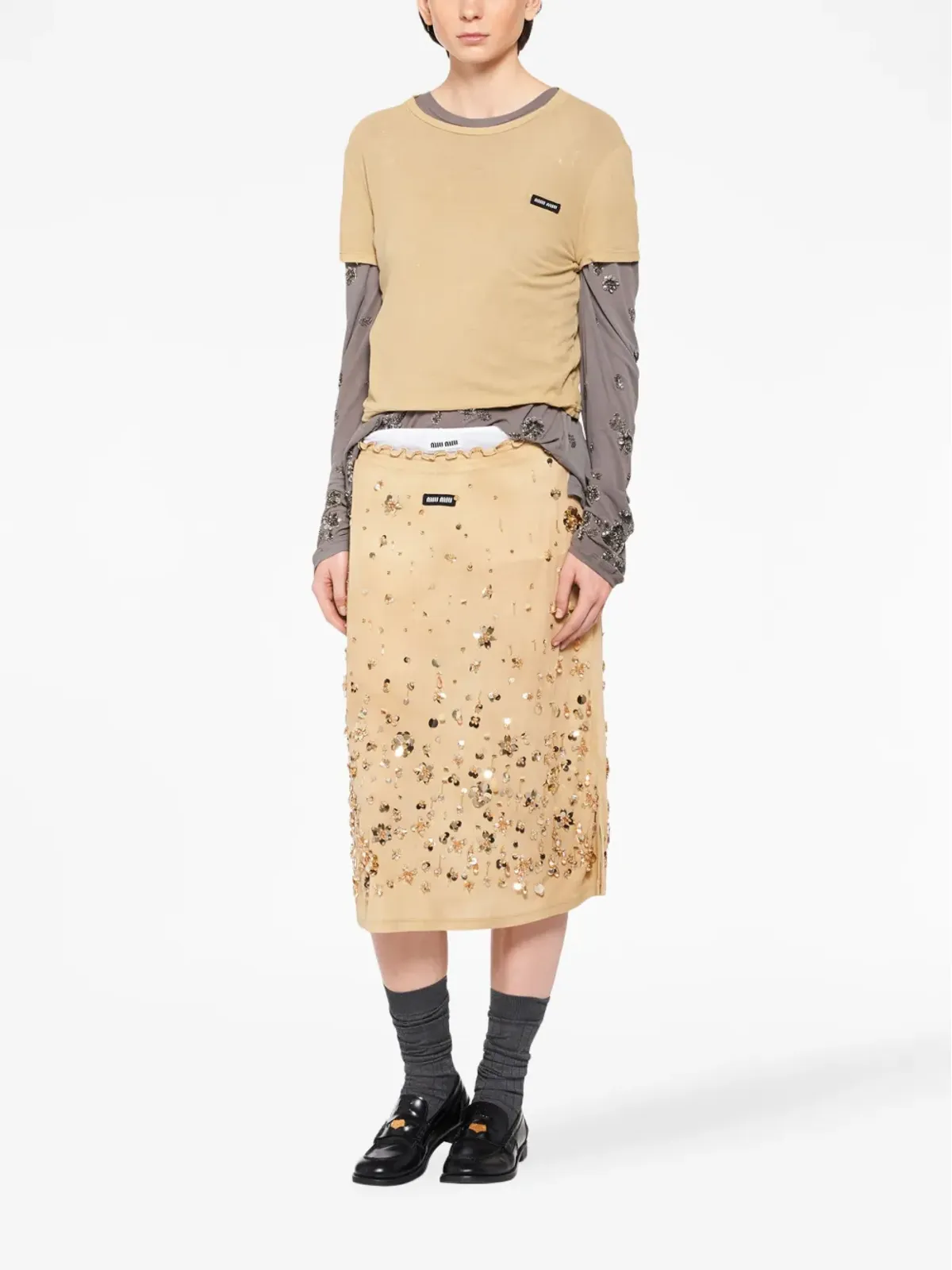 Miu Miu スパンコール付きジャージードレス - 画像2