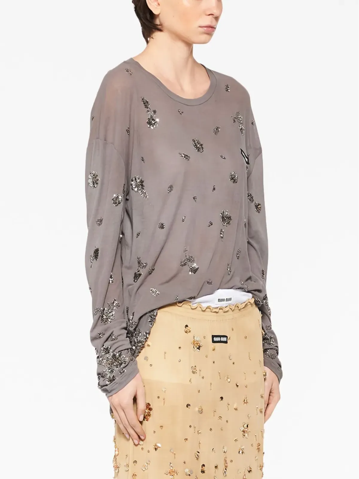 Miu Miu スパンコール付きジャージードレス - 画像3
