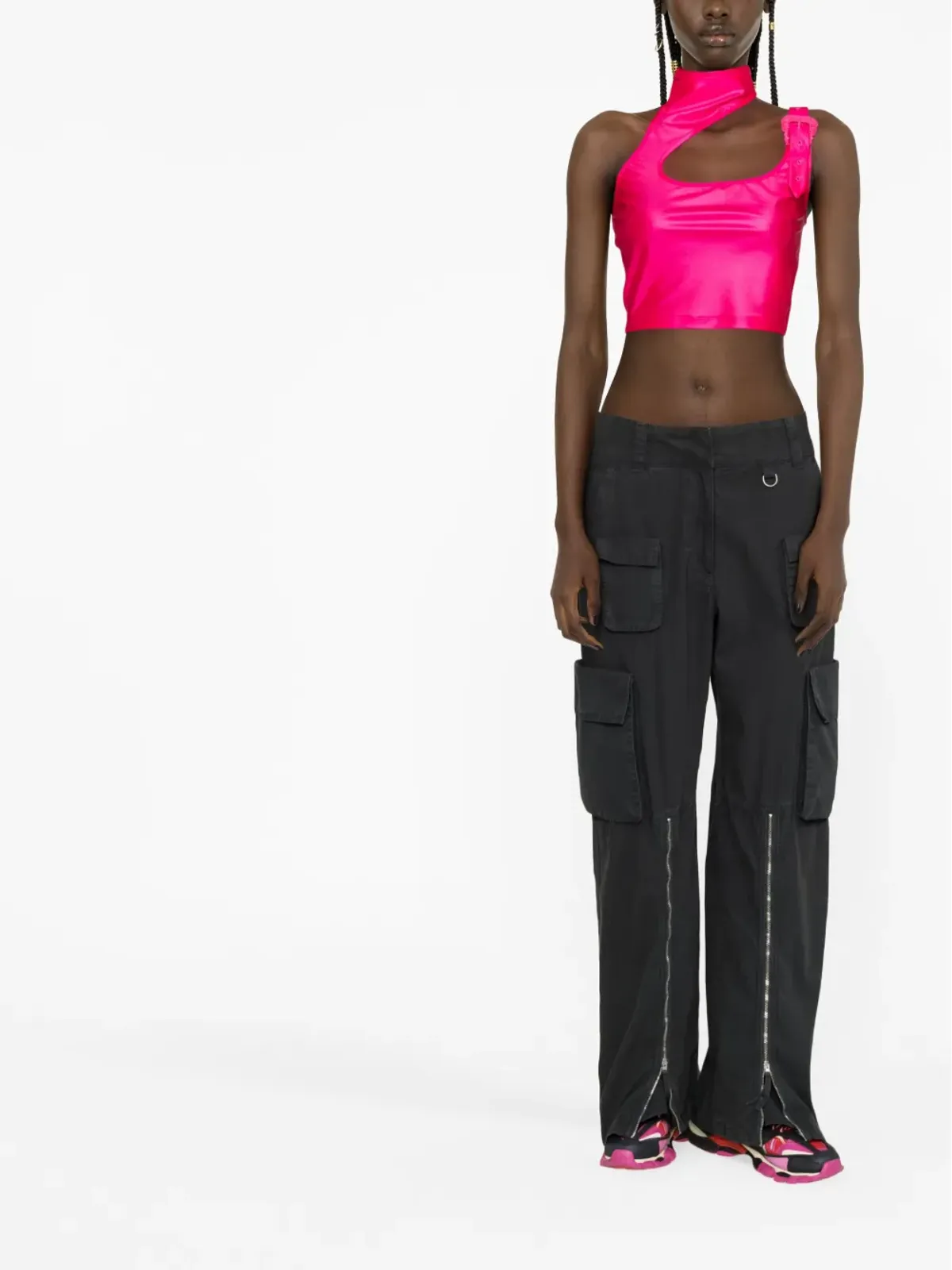 Versace Jeans Couture バロックバックル クロップトップ ピンク - 画像2