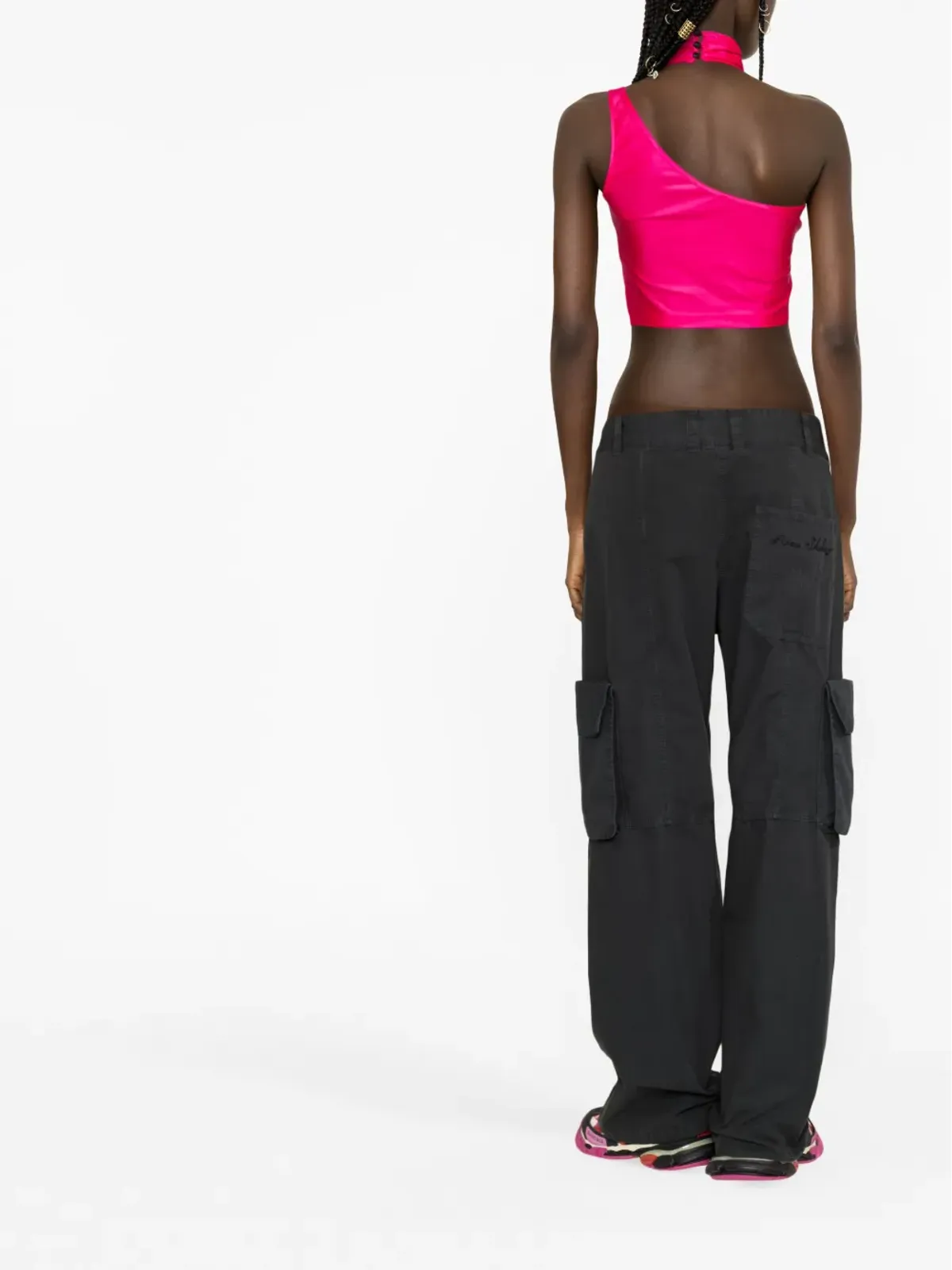 Versace Jeans Couture バロックバックル クロップトップ ピンク - 画像3