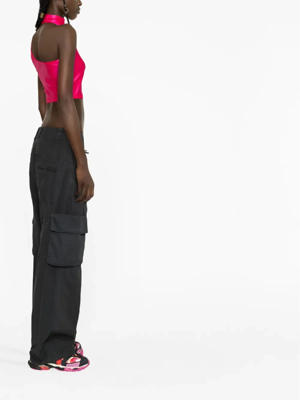 Versace Jeans Couture バロックバックル クロップトップ ピンク - 画像4