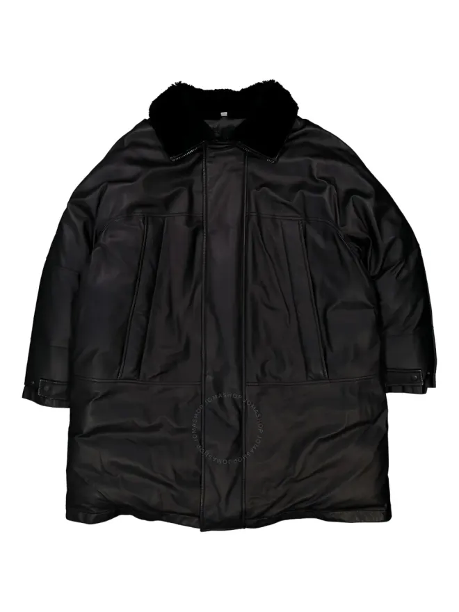 Burberry Burberry シアリングカラー レザーコート - ブラックの商品画像