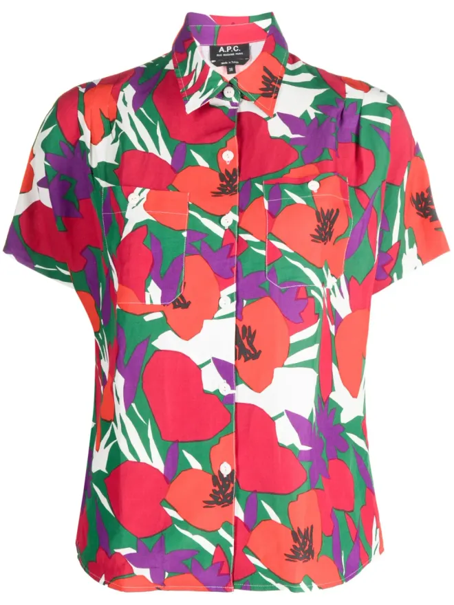 A.P.C. A.P.C. 花柄プリントの半袖シャツ - Redの商品画像
