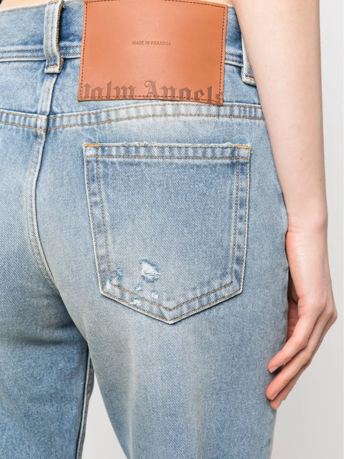 Palm Angels ディストレストエフェクト・ストレートジーンズ - 画像5