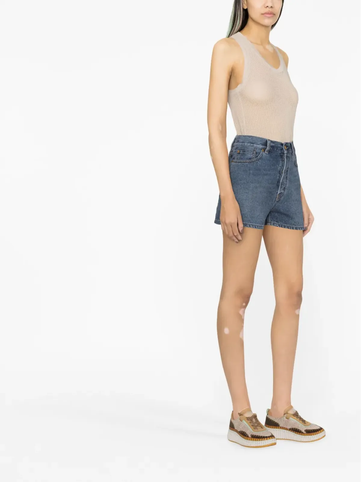 Chloé ハイウェスト デニムショーツ - ブルー - 画像3