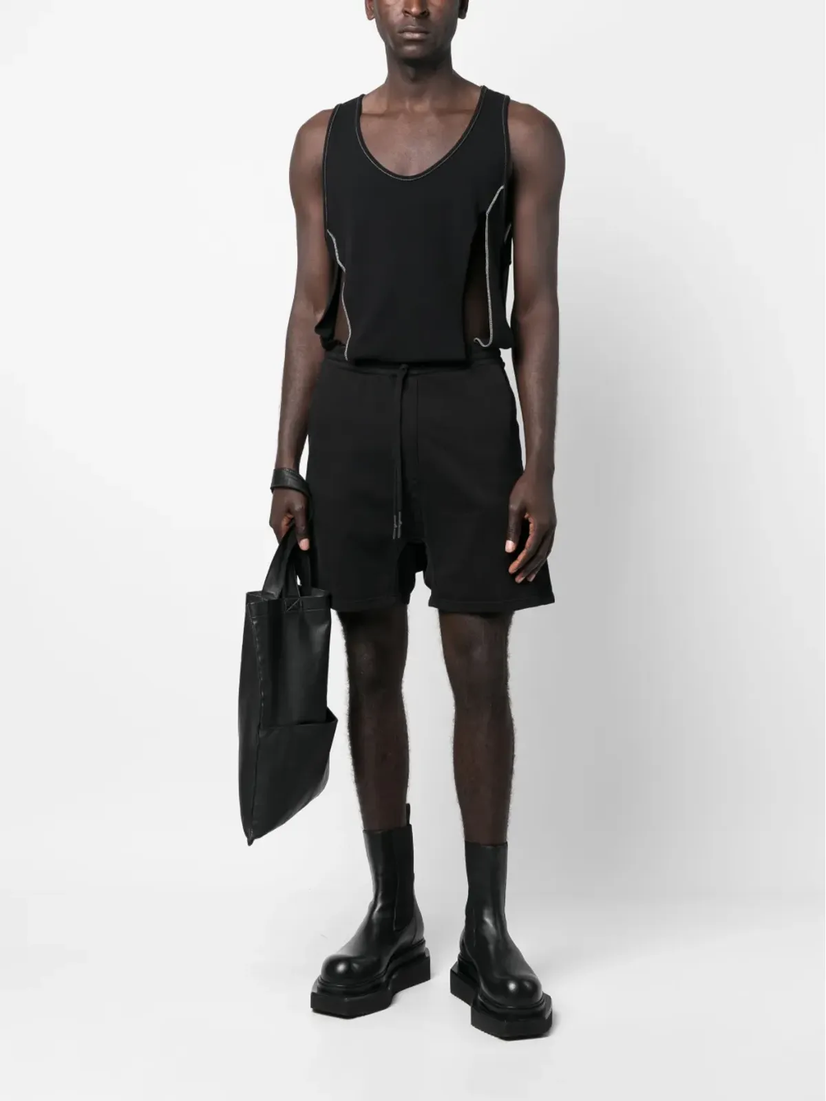 Boris Bidjan Saberi ドローストリングウエスト コットンショーツ ブラック - 画像2