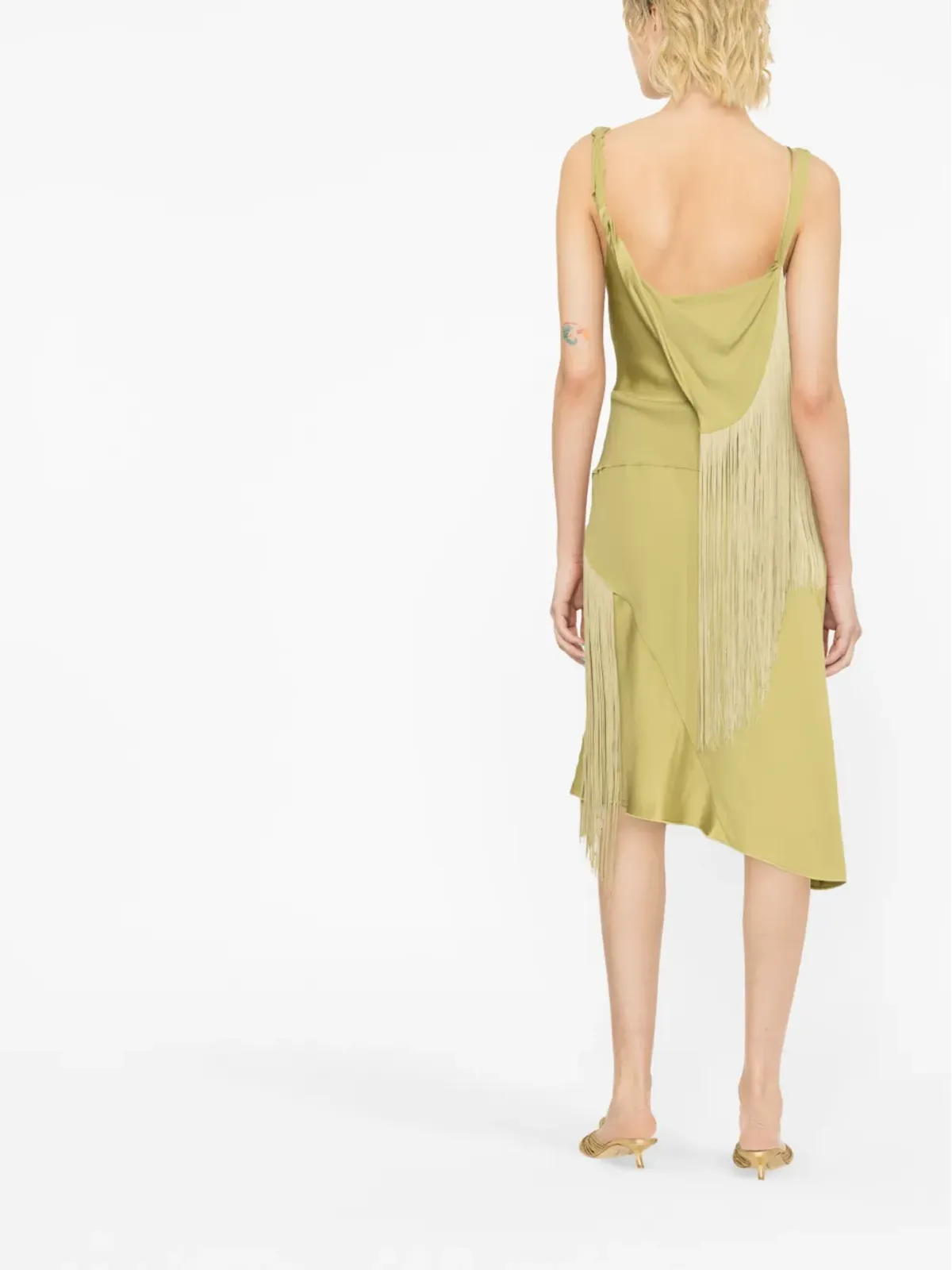 Victoria Beckham フリンジディテール ノースリーブドレス - グリーン - 画像3
