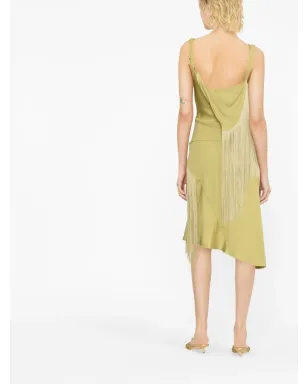Victoria Beckham フリンジディテール ノースリーブドレス - グリーン - サムネイル3