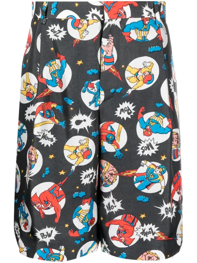 Moschino Moschino コミックプリント シルクショートパンツの商品画像