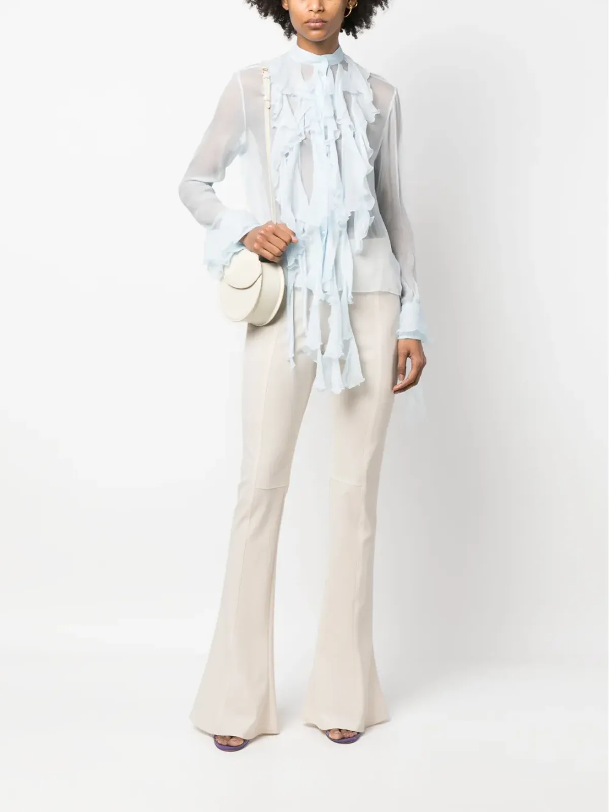 Ermanno Scervino フリル付きシアーシルクシャツ - 画像2