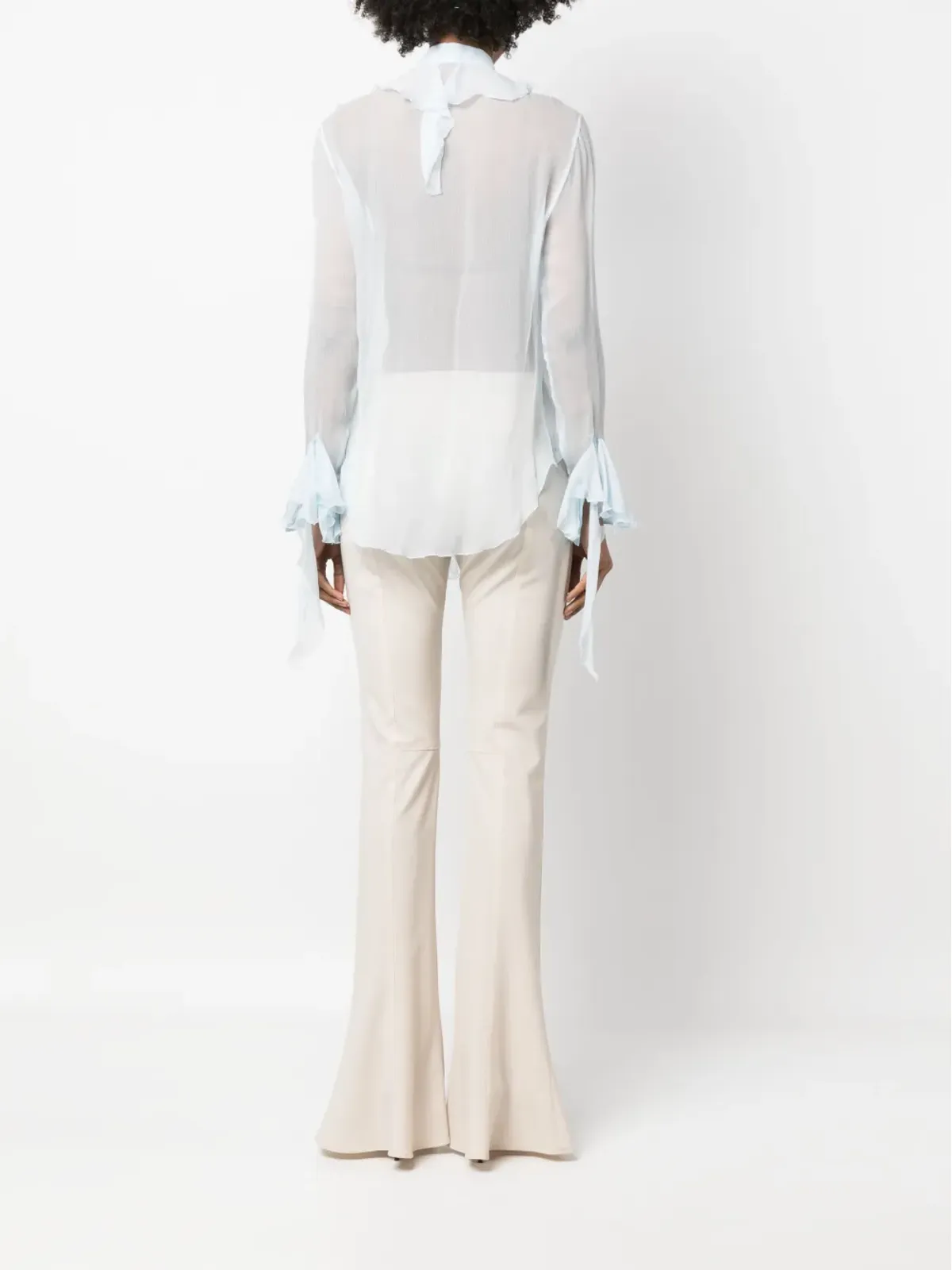 Ermanno Scervino フリル付きシアーシルクシャツ - 画像4