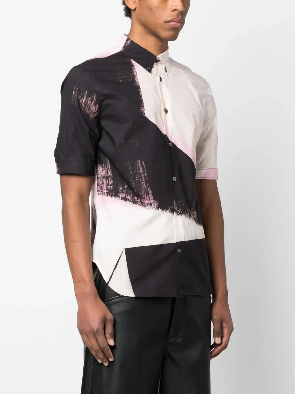Alexander McQueen ブラッシュストローク コットンシャツ ピンク - 画像3