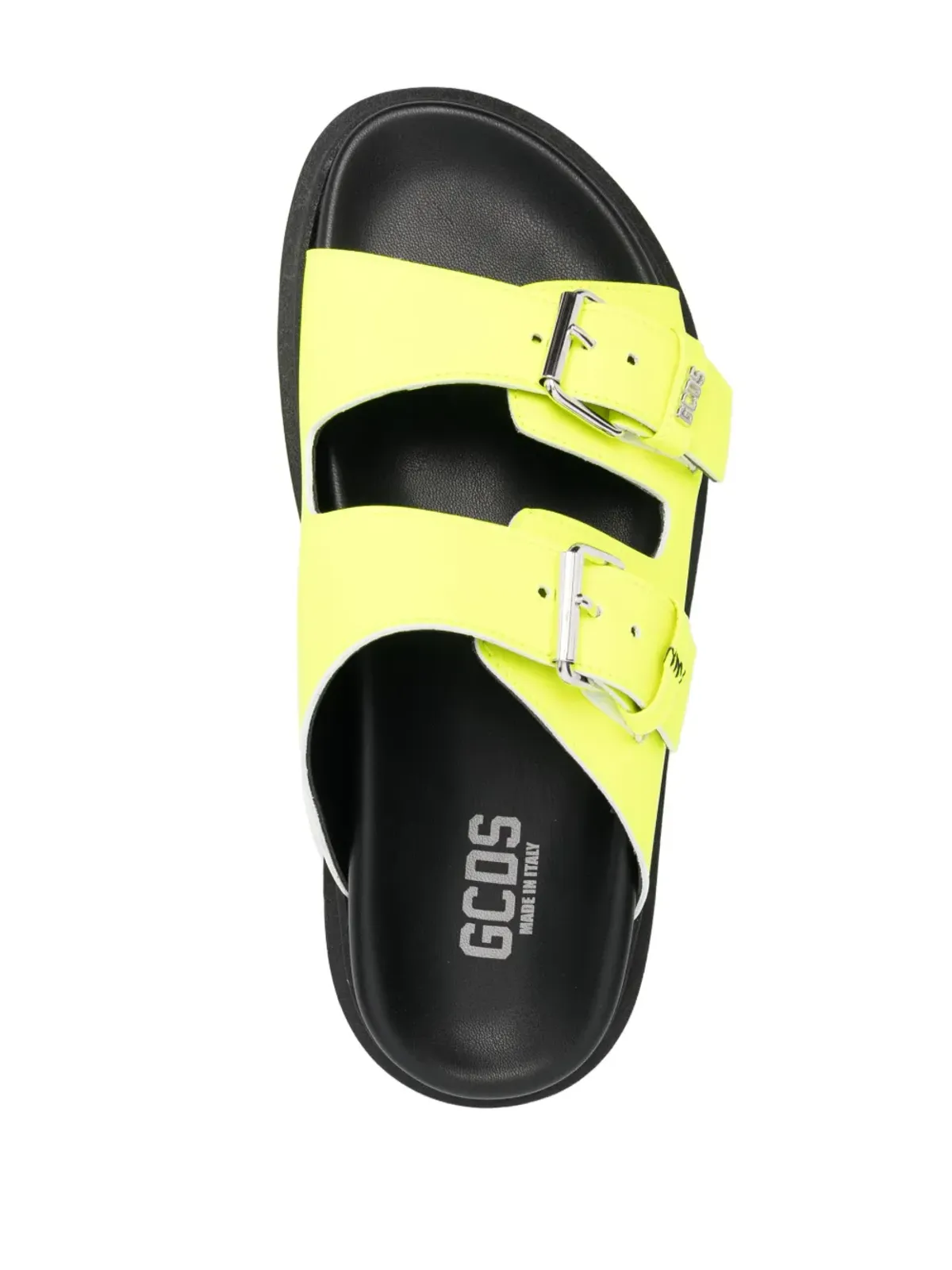 GCDS バックルストラップ レザー サンダル イエロー - 画像4