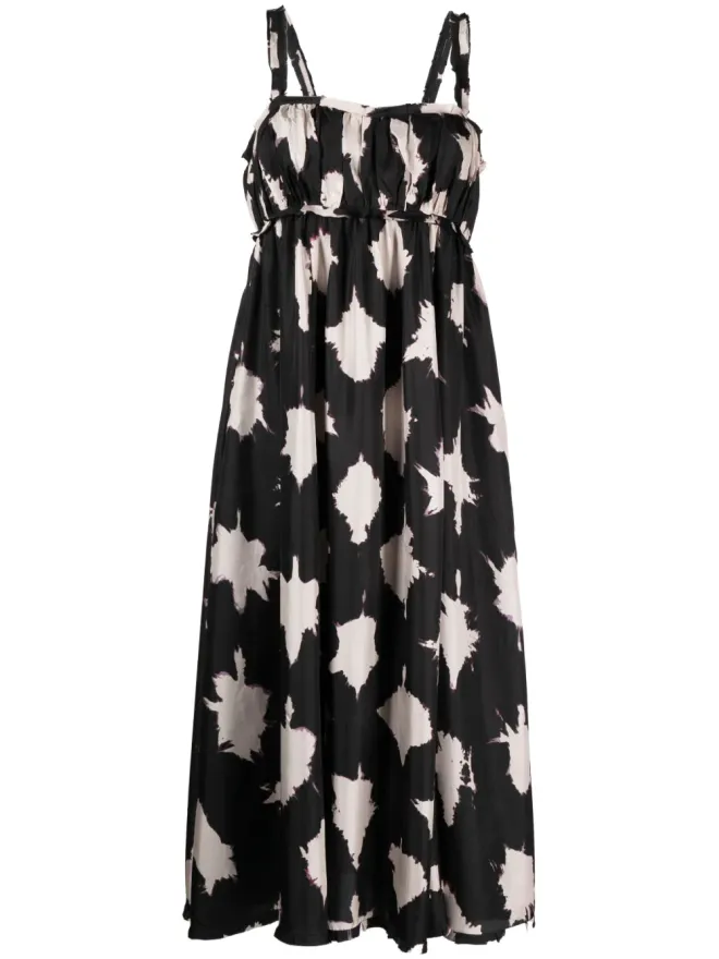 Ulla Johnson Ulla Johnson アブストラクトプリント シルク ミディドレスの商品画像