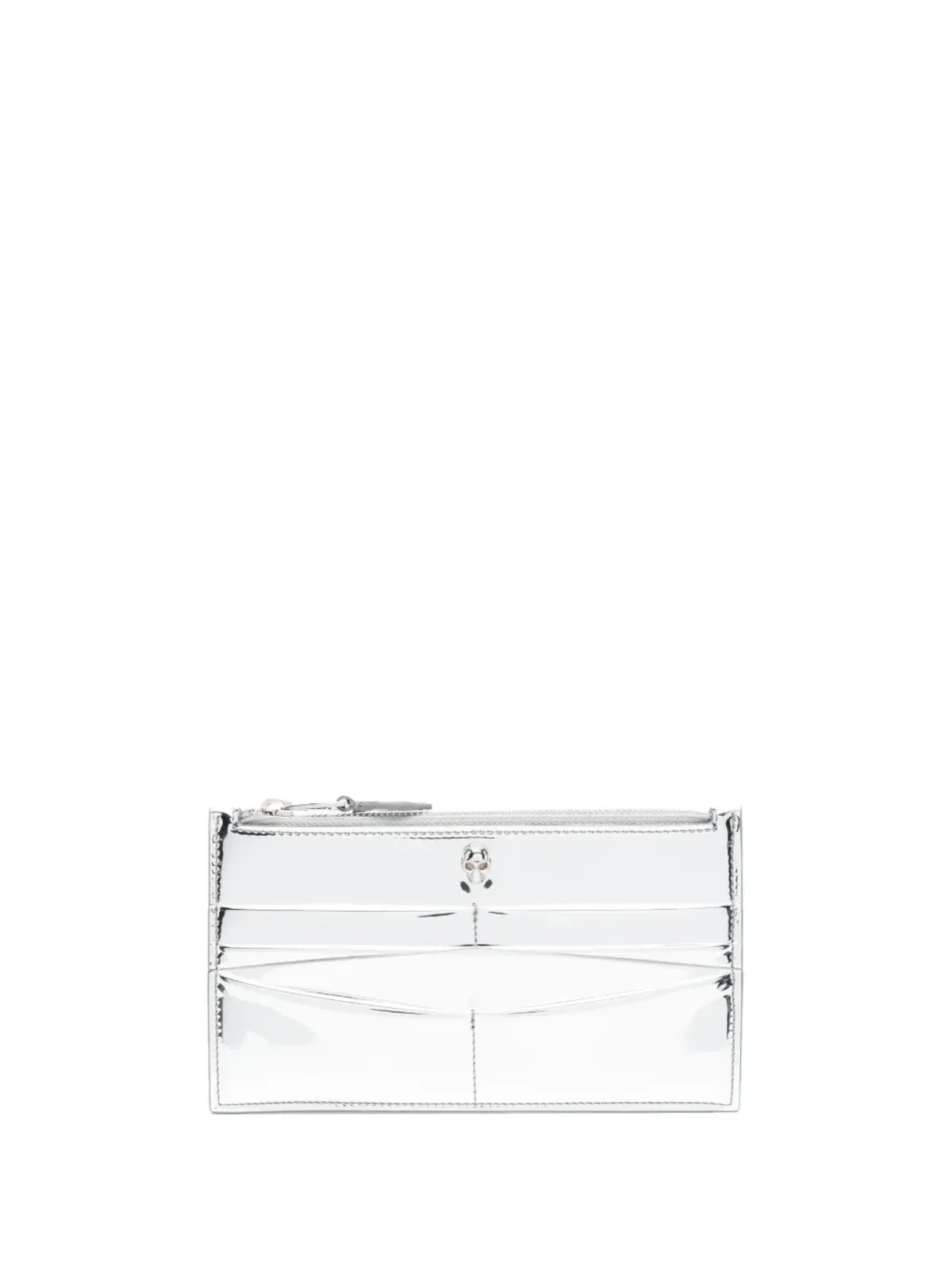 Alexander McQueen スカル メタリック カードホルダー（シルバー） - 画像1