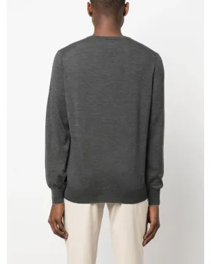 Brunello Cucinelli Vネック細畔編みセーター（グレー） - サムネイル4