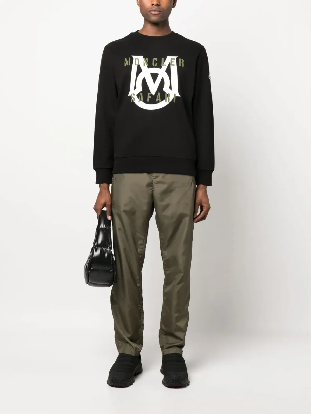 Moncler ロゴプリント コットン スウェットシャツ ブラック - 画像2
