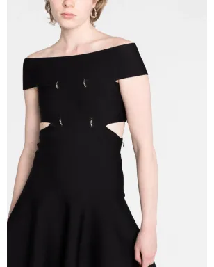 Alexander McQueen オフショルダーフレアミニドレス - ブラック - サムネイル5
