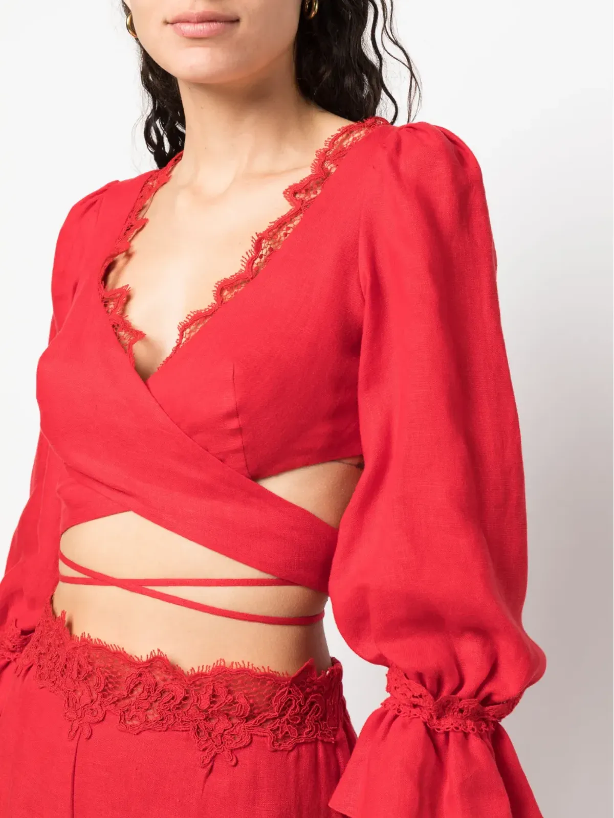 Ermanno Scervino クロップドレースディテールトップ - 画像5