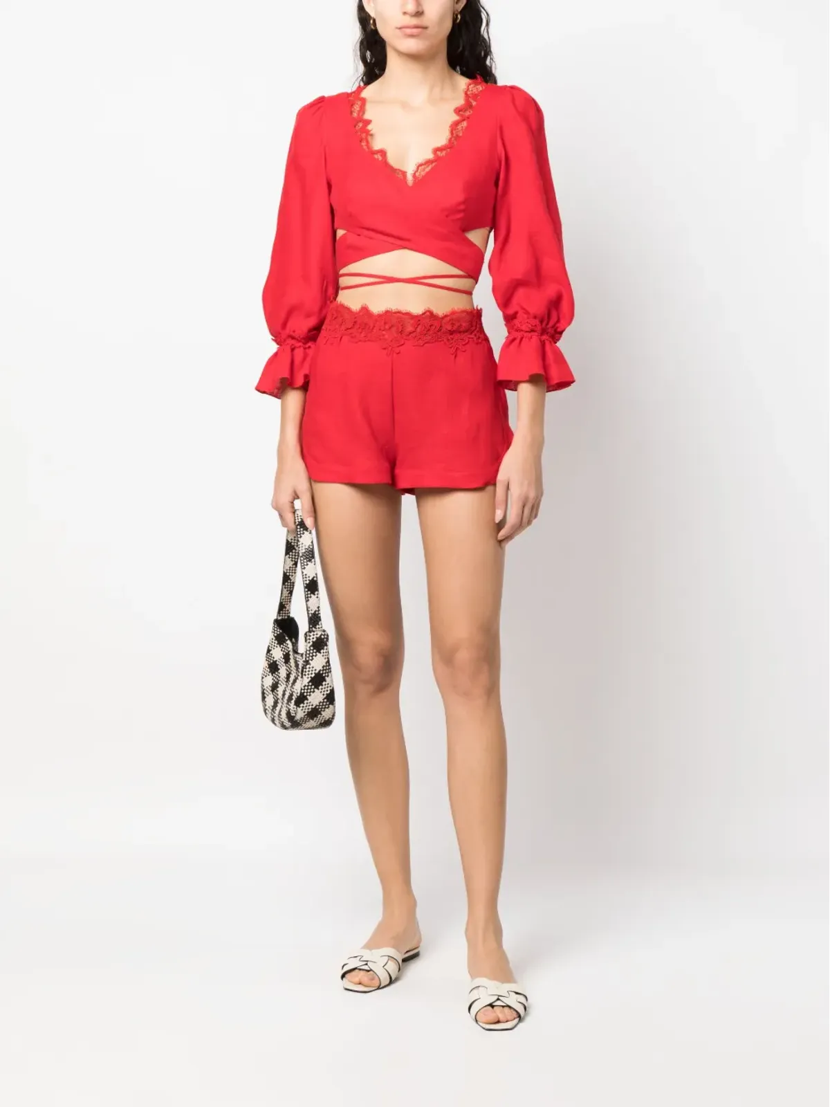 Ermanno Scervino クロップドレースディテールトップ - 画像2