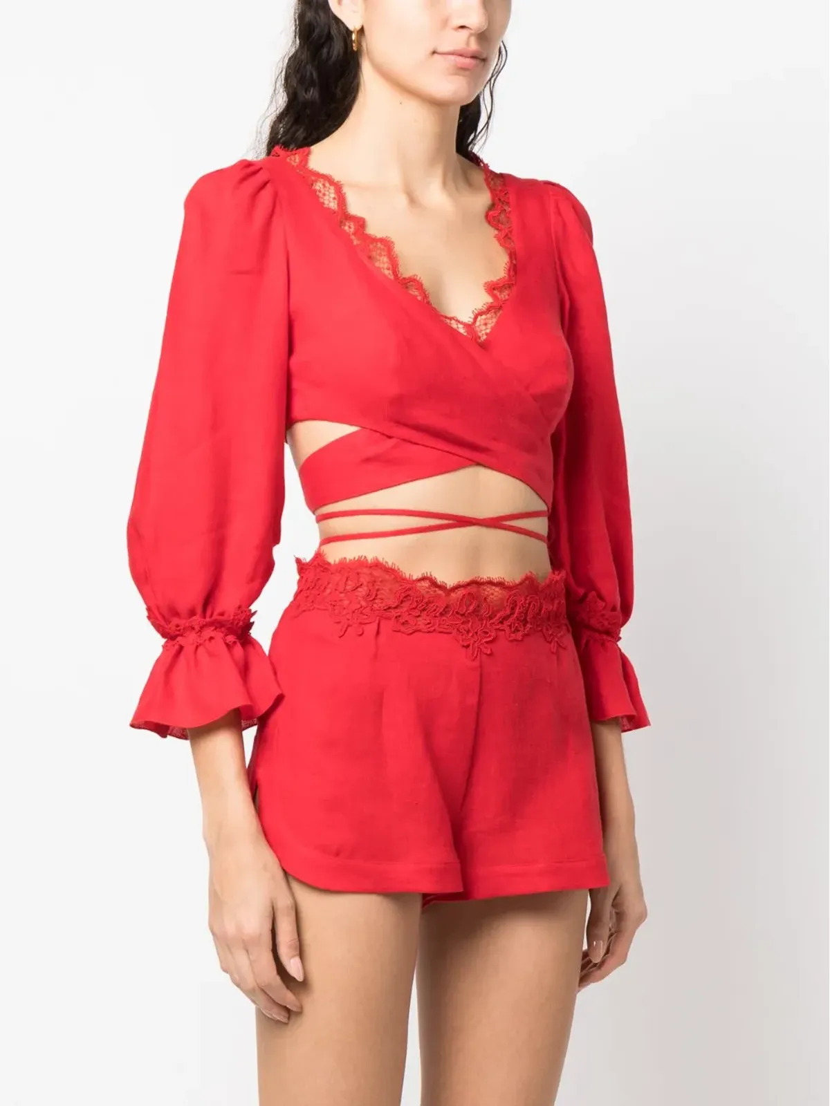 Ermanno Scervino クロップドレースディテールトップ - 画像3