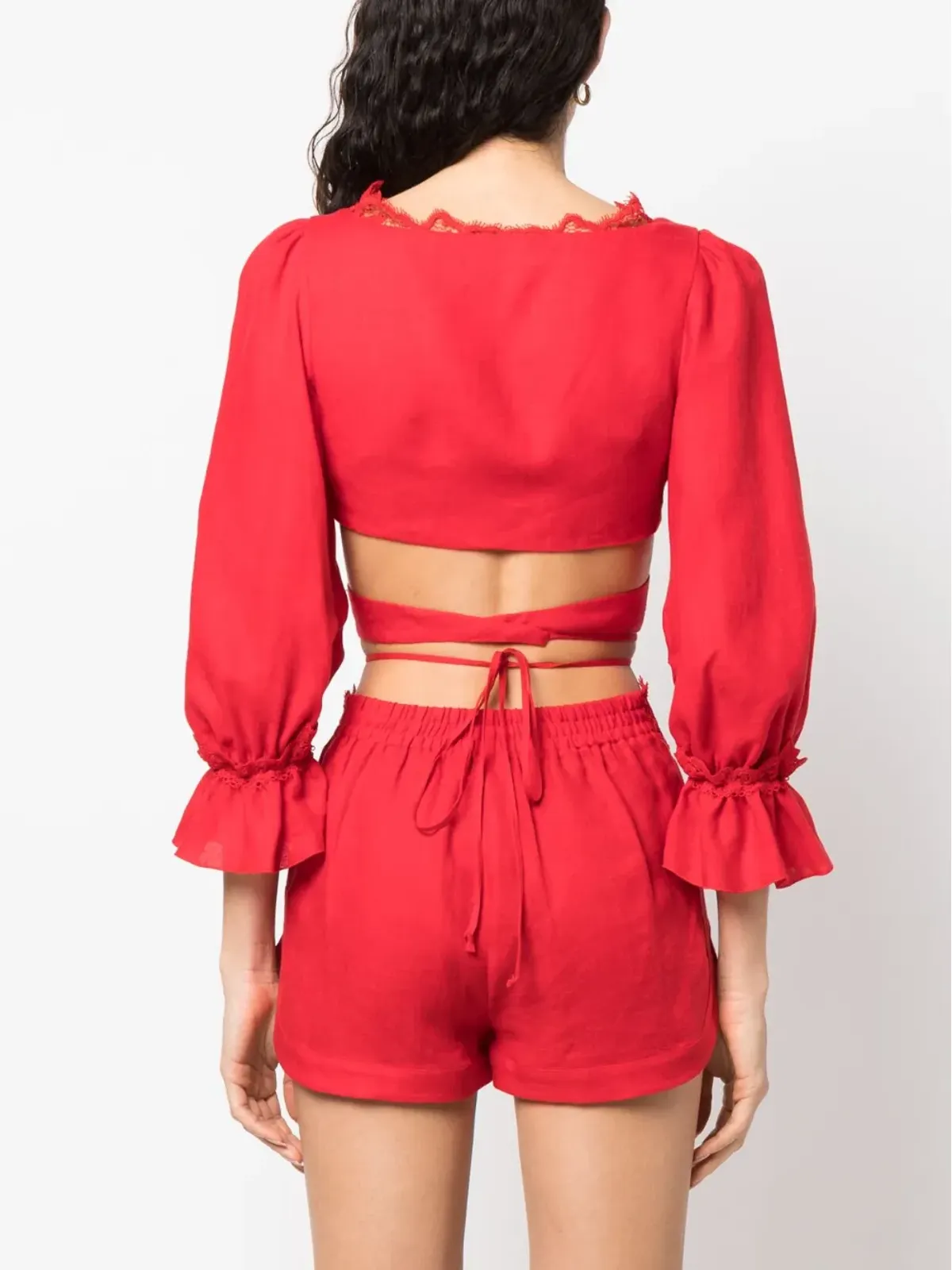 Ermanno Scervino クロップドレースディテールトップ - 画像4